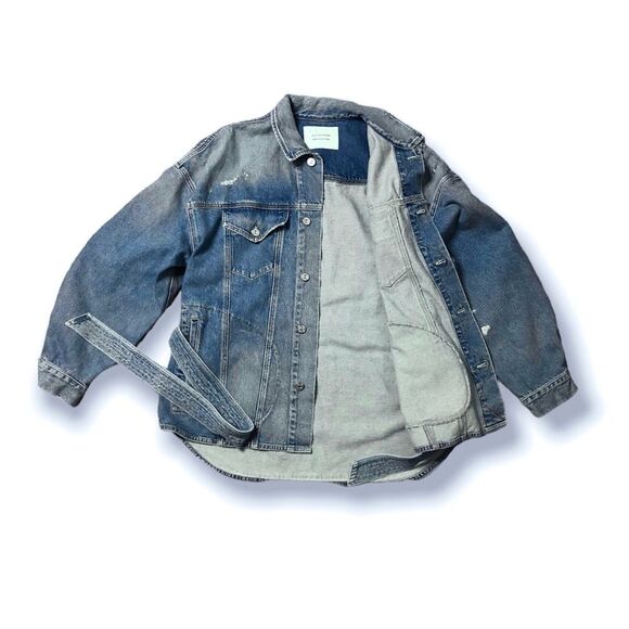 Anthropologie x Citizens of Humanity Dolly Belted Distressed Denim Jacket XL - Picture 4 of 16
